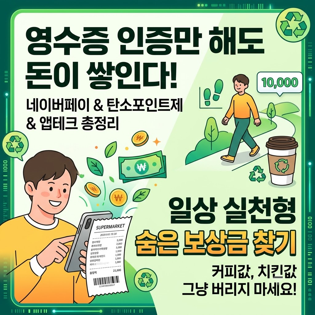 영수증 버리지 마세요! 일상 속 숨은 보상금으로 연 15만 원 버는 법 (네이버페이, 탄소중립포인트)