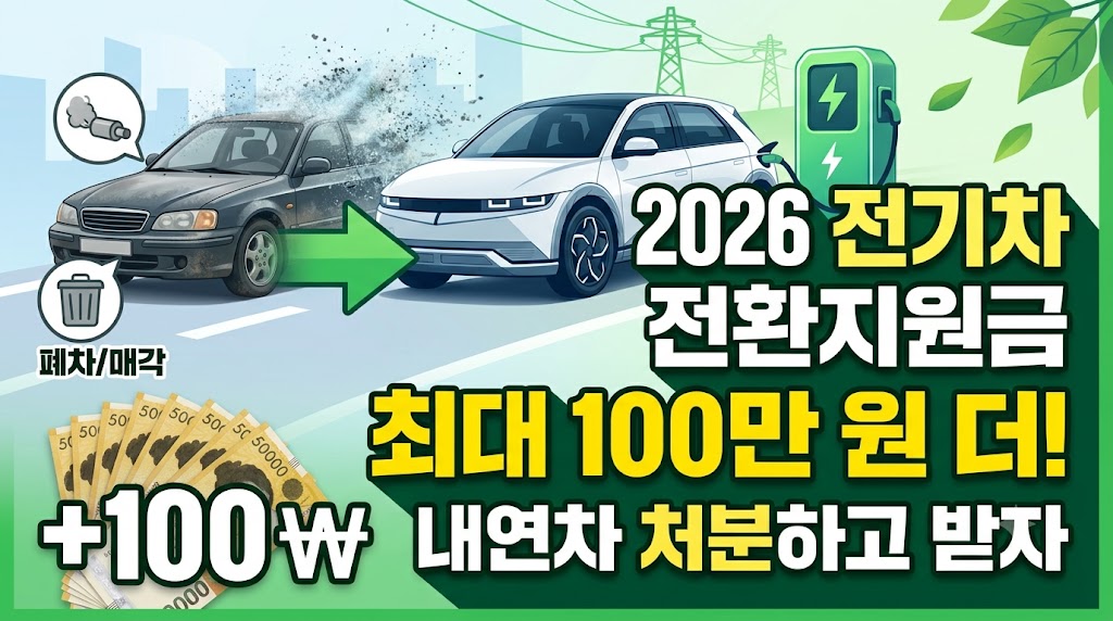 내연차 팔고 전기차 사면 100만 원 더 준다! 2026 전기차 전환지원금 핵심 요약