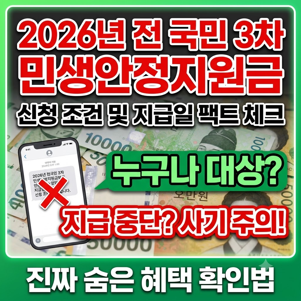 2026년 전 국민 3차 민생안정지원금 신청 조건 및 지급일 팩트 체크