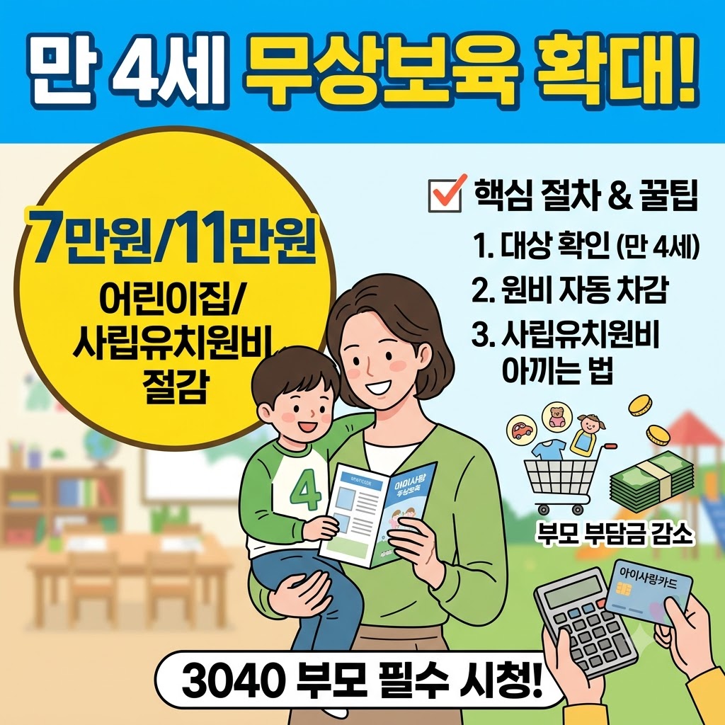 2026 유아 무상보육 교육비 지원 만 4세 확대 신청 방법 및 사립유치원비 절감 꿀팁