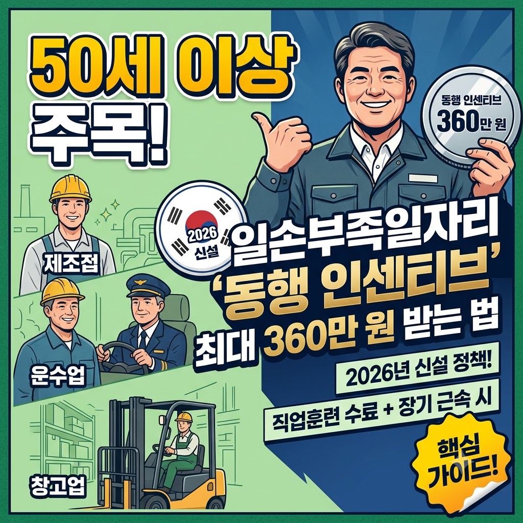 마감 전 신청 필수! 2026 중장년 일손부족일자리 동행 인센티브 조건 및 신청 방법 (최대 360만 원 받는 법)