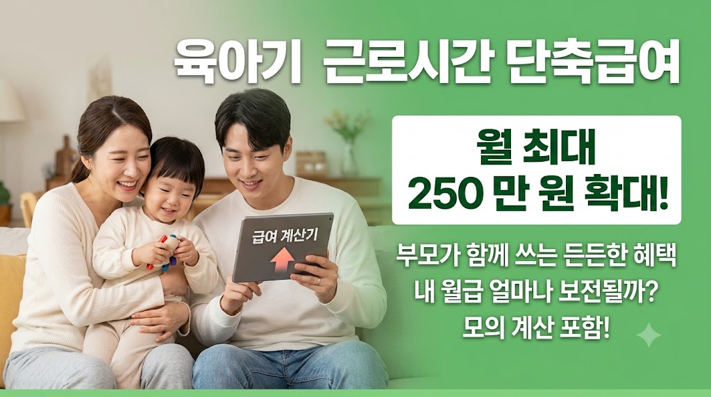 2026 육아기 근로시간 단축급여 신청 방법 및 250만 원 상향 총정리 (월급 보전 모의 계산 꿀팁)